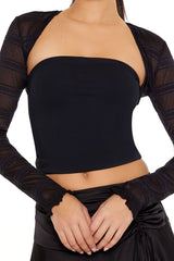 Sheer Striped Lace Shrug Sweater