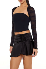 Sheer Striped Lace Shrug Sweater