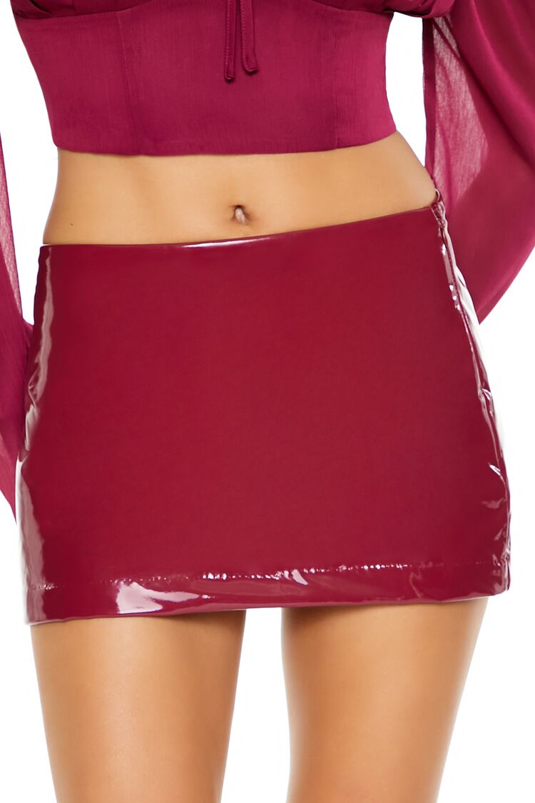 Faux Patent Leather Mini Skirt