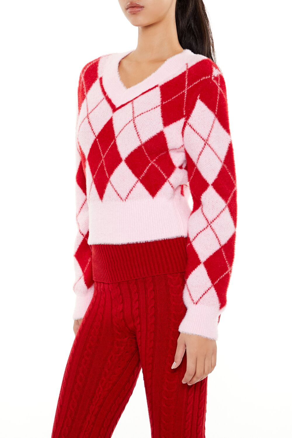 Argyle Fuzzy Knit Sweater