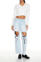 Cropped Cable Knit Sweater
