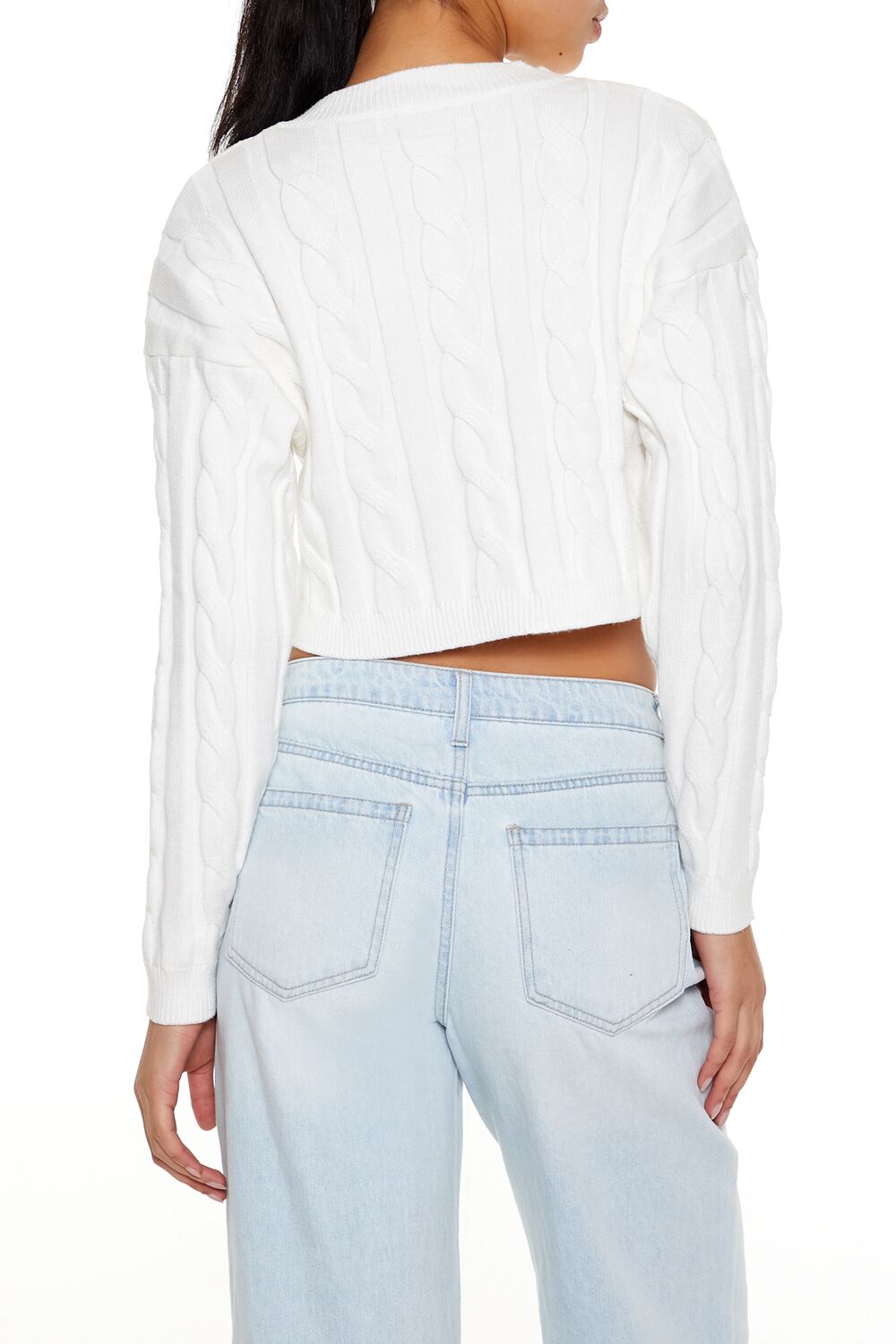 Cropped Cable Knit Sweater