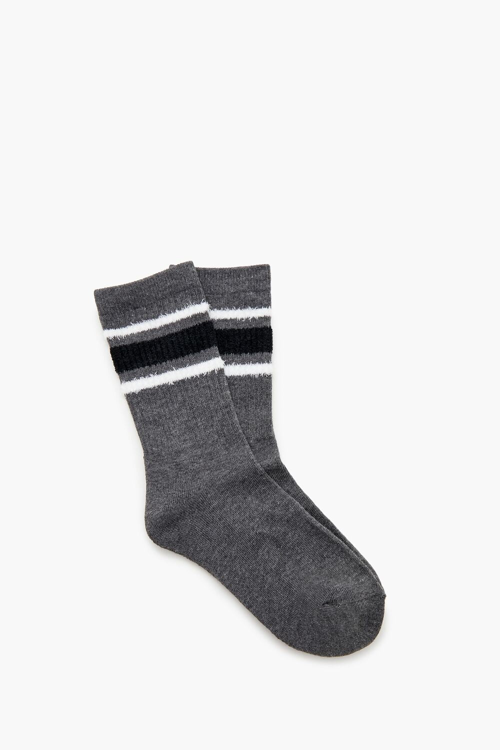 Striped-Trim Crew Socks