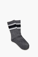 Striped-Trim Crew Socks