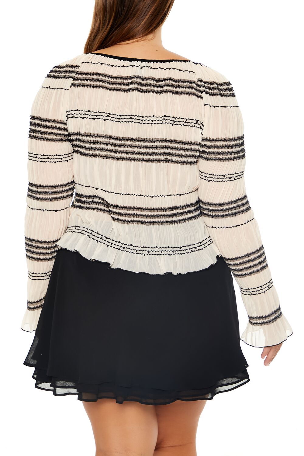 Plus Size Striped Tie-Front Top