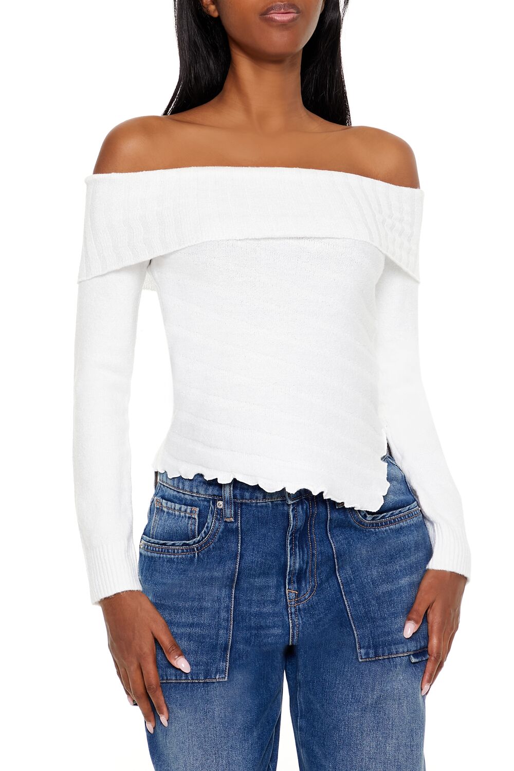 Ribbed Off-the-Shoulder Sweater
