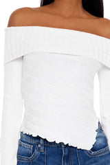 Ribbed Off-the-Shoulder Sweater