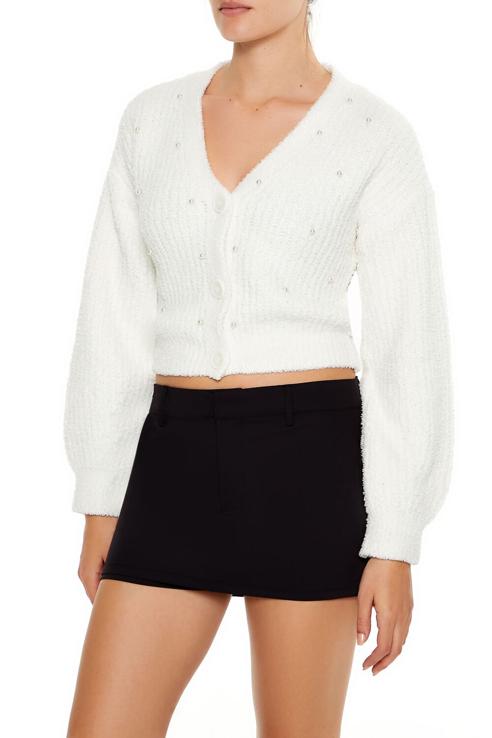 Faux Pearl Cardigan Sweater