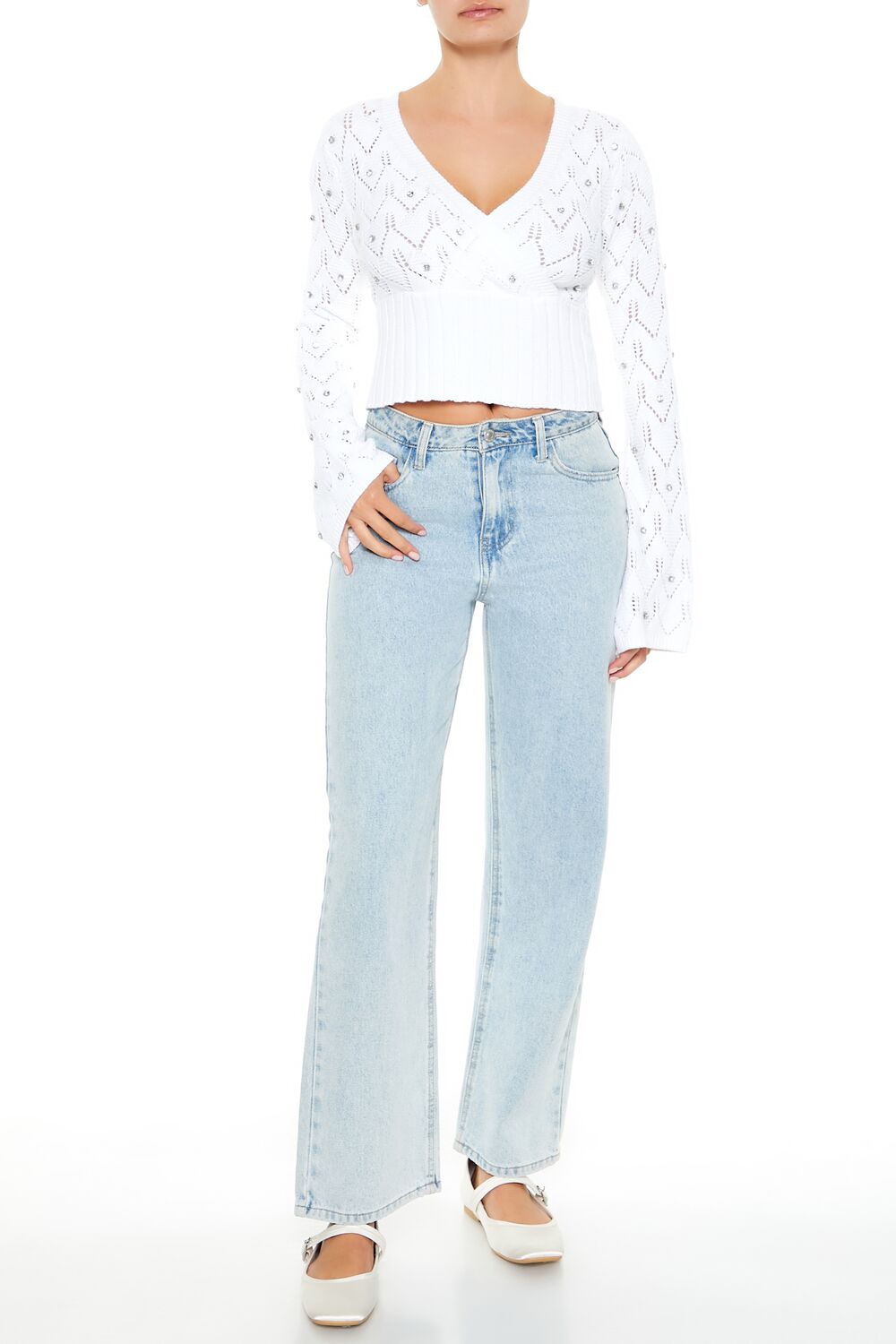 Rhinestone Cropped Sweater