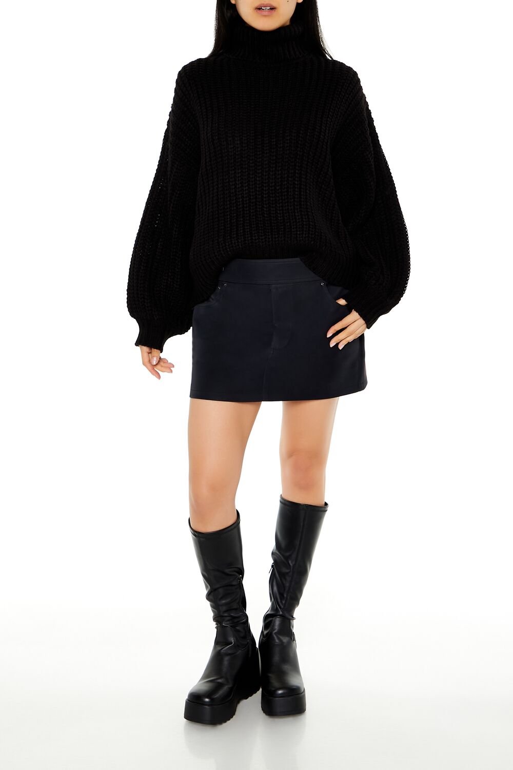 Turtleneck Drop-Sleeve Sweater