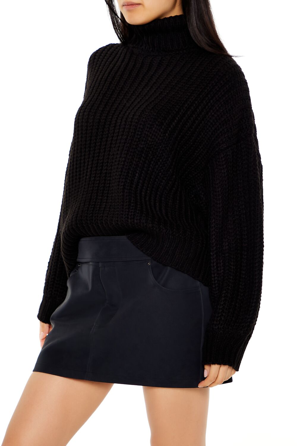 Turtleneck Drop-Sleeve Sweater