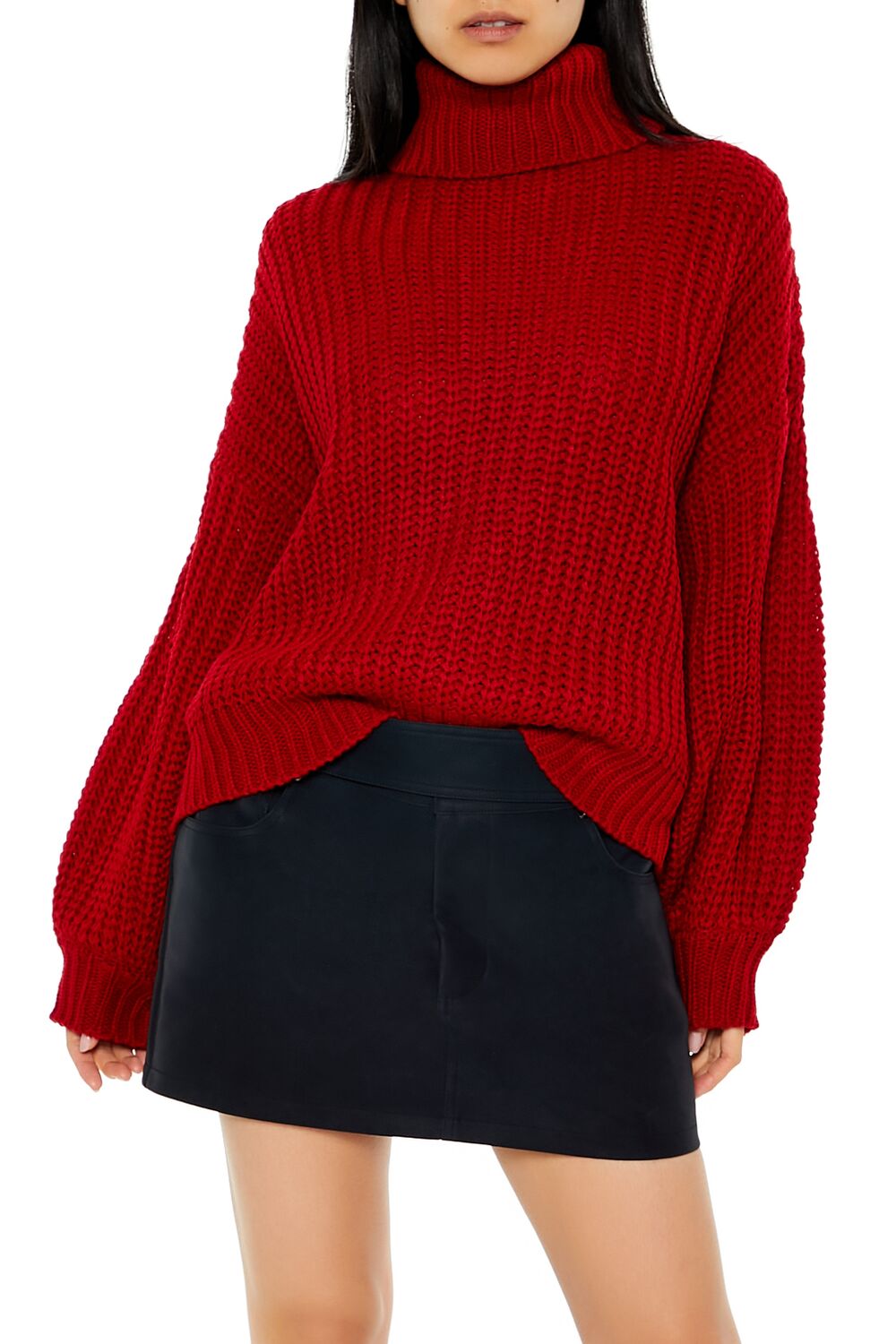 Turtleneck Drop-Sleeve Sweater