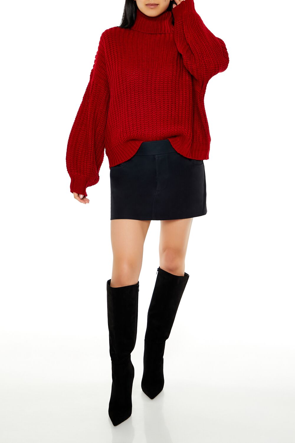 Turtleneck Drop-Sleeve Sweater