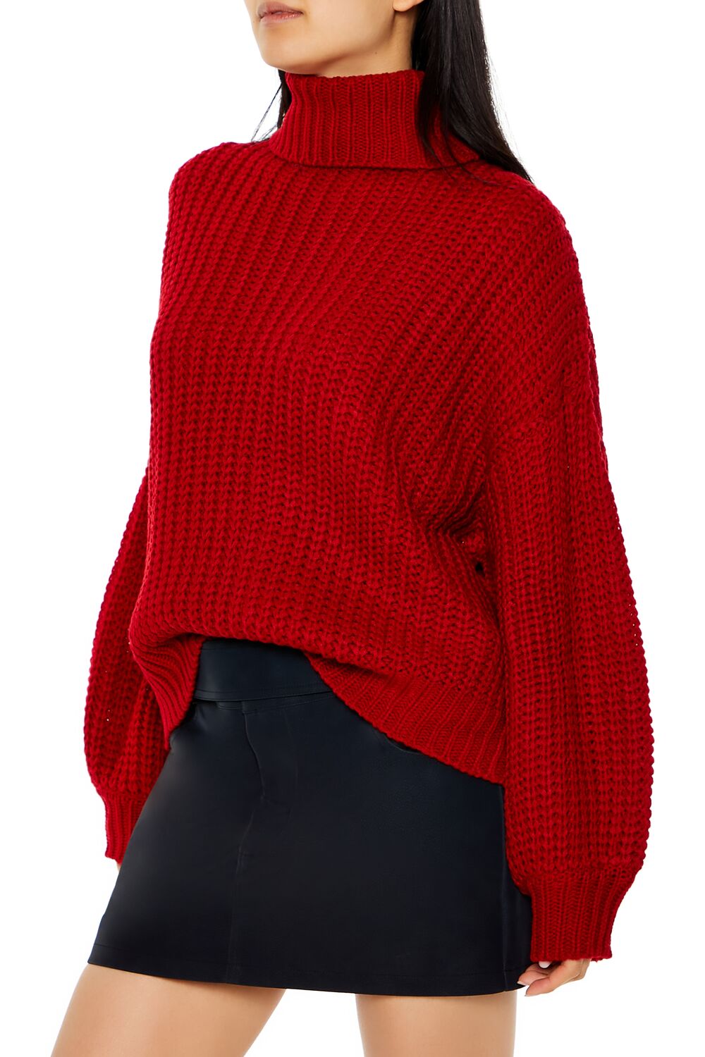 Turtleneck Drop-Sleeve Sweater