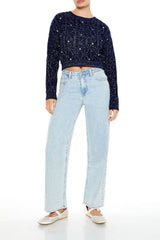 Glitter Knit Rhinestone Sweater