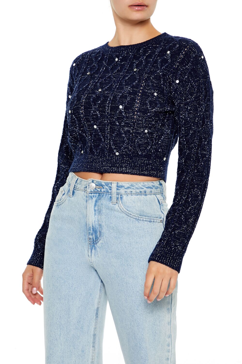 Glitter Knit Rhinestone Sweater
