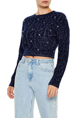 Glitter Knit Rhinestone Sweater