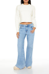 Cropped Cable Knit Sweater