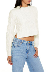 Cropped Cable Knit Sweater