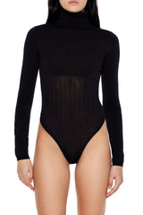 Sweater-Knit Turtleneck Bodysuit