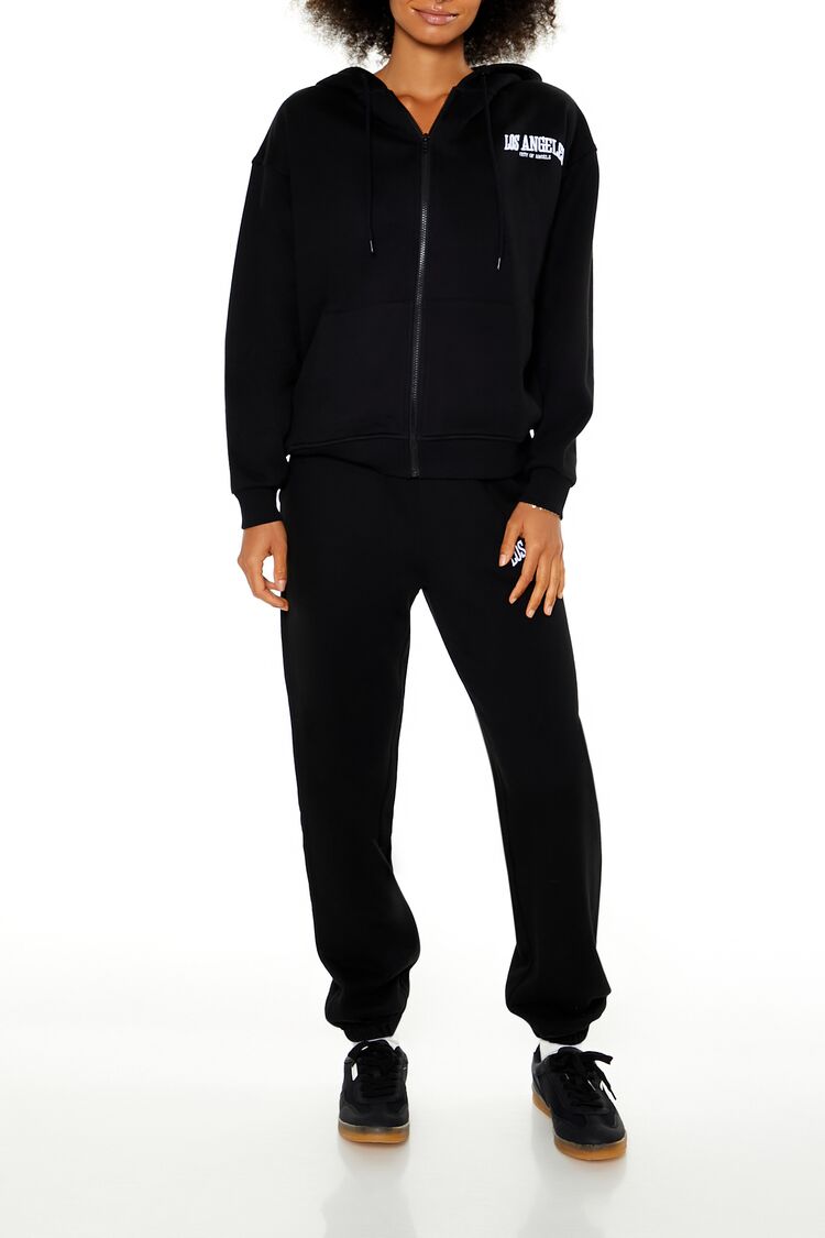 Embroidered Los Angeles Zip-Up Hoodie
