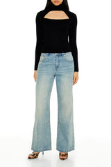 Ribbed Cutout Sweater