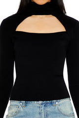 Ribbed Cutout Sweater