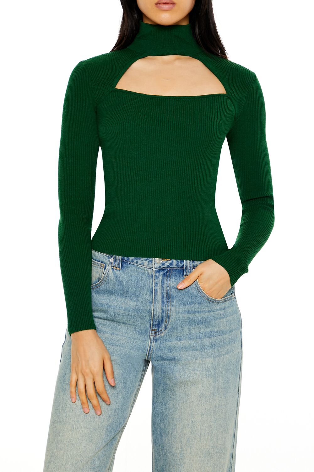 Ribbed Cutout Sweater