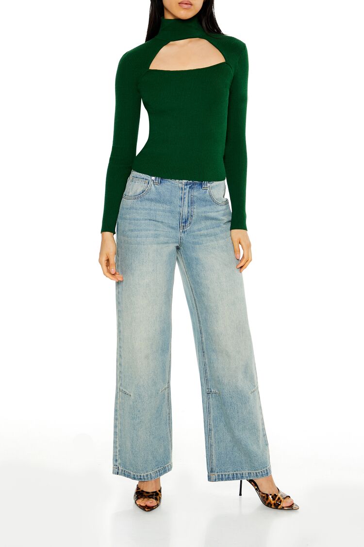 Ribbed Cutout Sweater