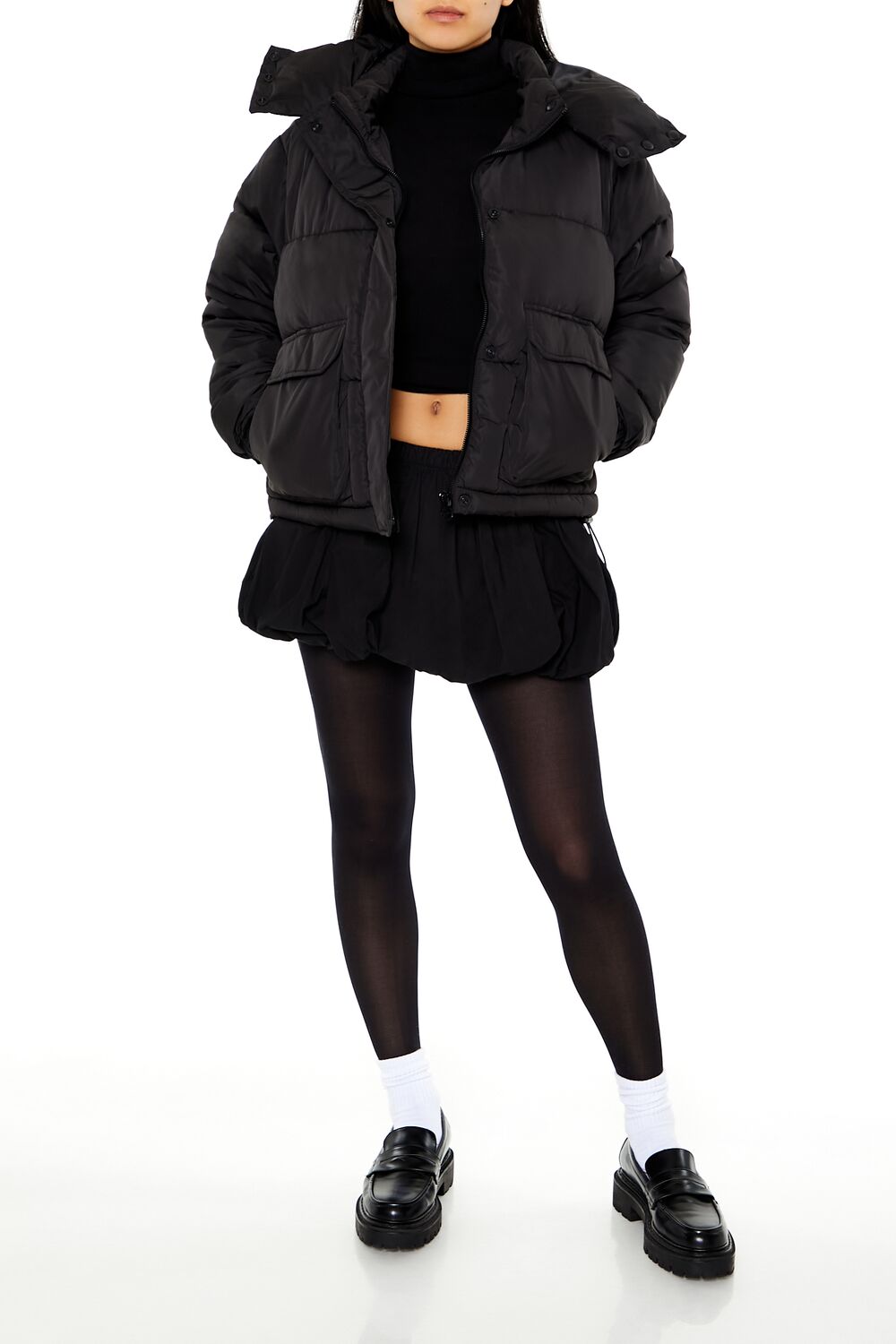 Hooded Drawstring Puffer Jacket