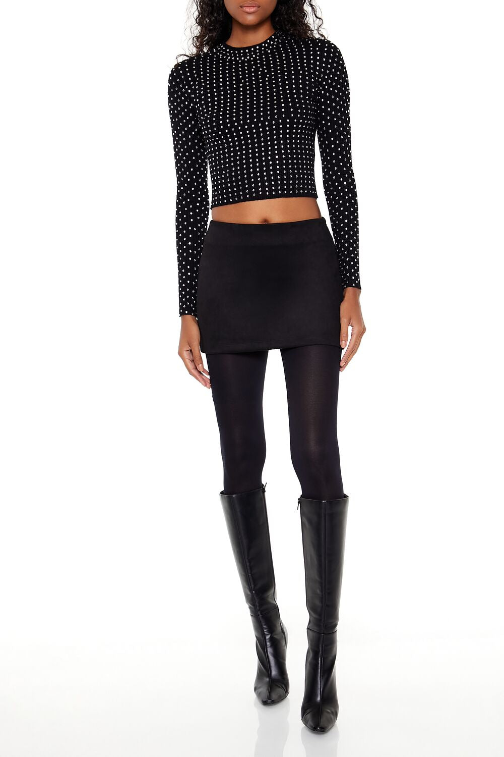 Rhinestone Cropped Sweater