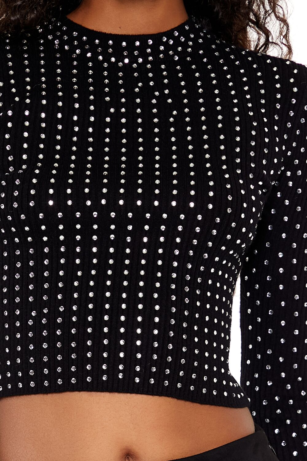Rhinestone Cropped Sweater