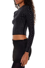 Rhinestone Cropped Sweater