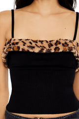 Leopard Faux Fur Sweater-Knit Cami