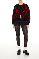 Bow Print Cardigan Sweater