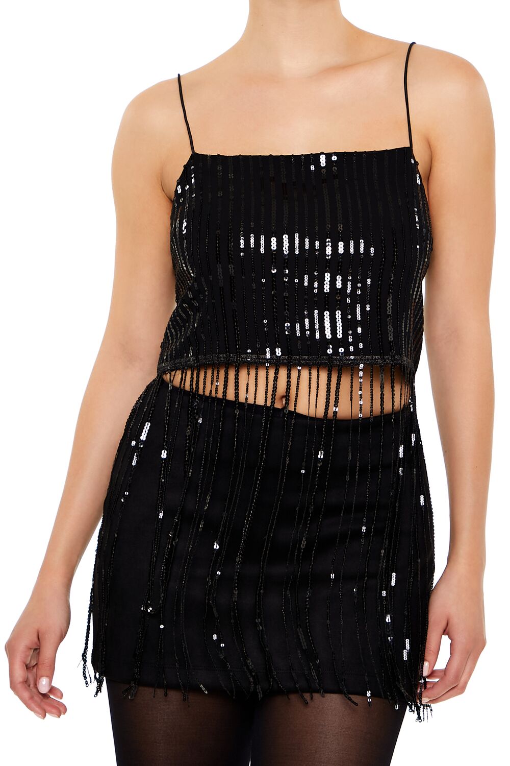 Sequin Fringe Cropped Cami