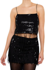 Sequin Fringe Cropped Cami