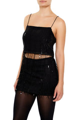Sequin Fringe Cropped Cami