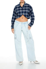Cropped Plaid Flannel Shirt