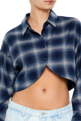 Cropped Plaid Flannel Shirt