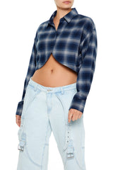 Cropped Plaid Flannel Shirt