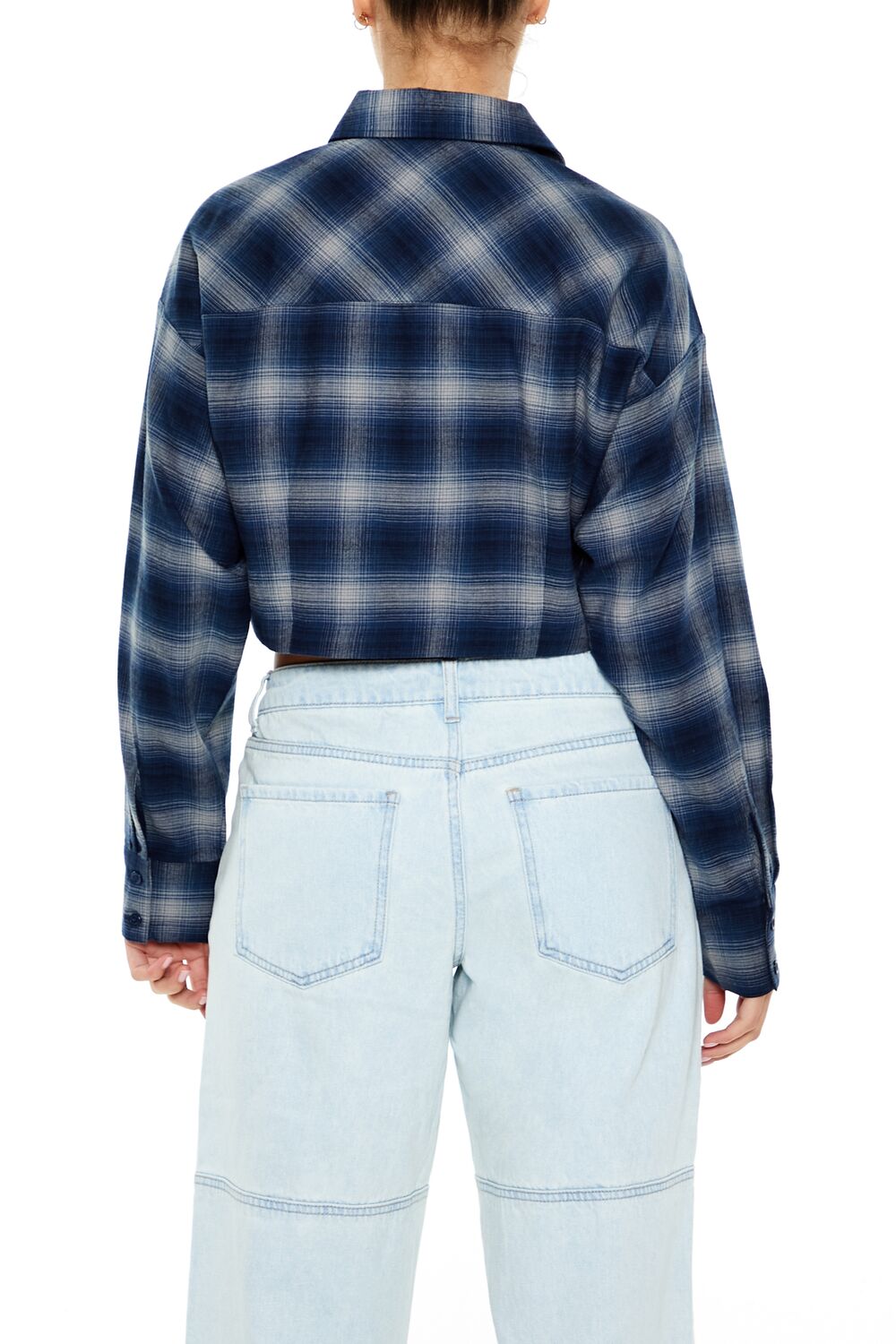 Cropped Plaid Flannel Shirt
