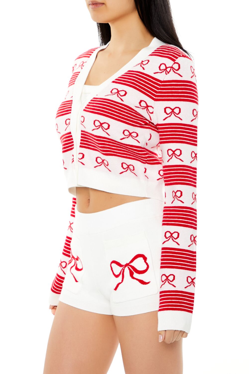 Striped Bow Cardigan Sweater