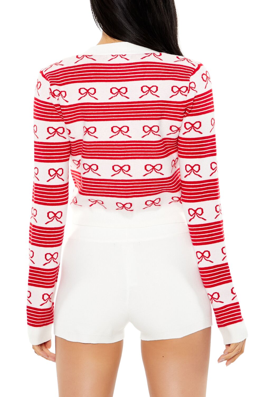 Striped Bow Cardigan Sweater
