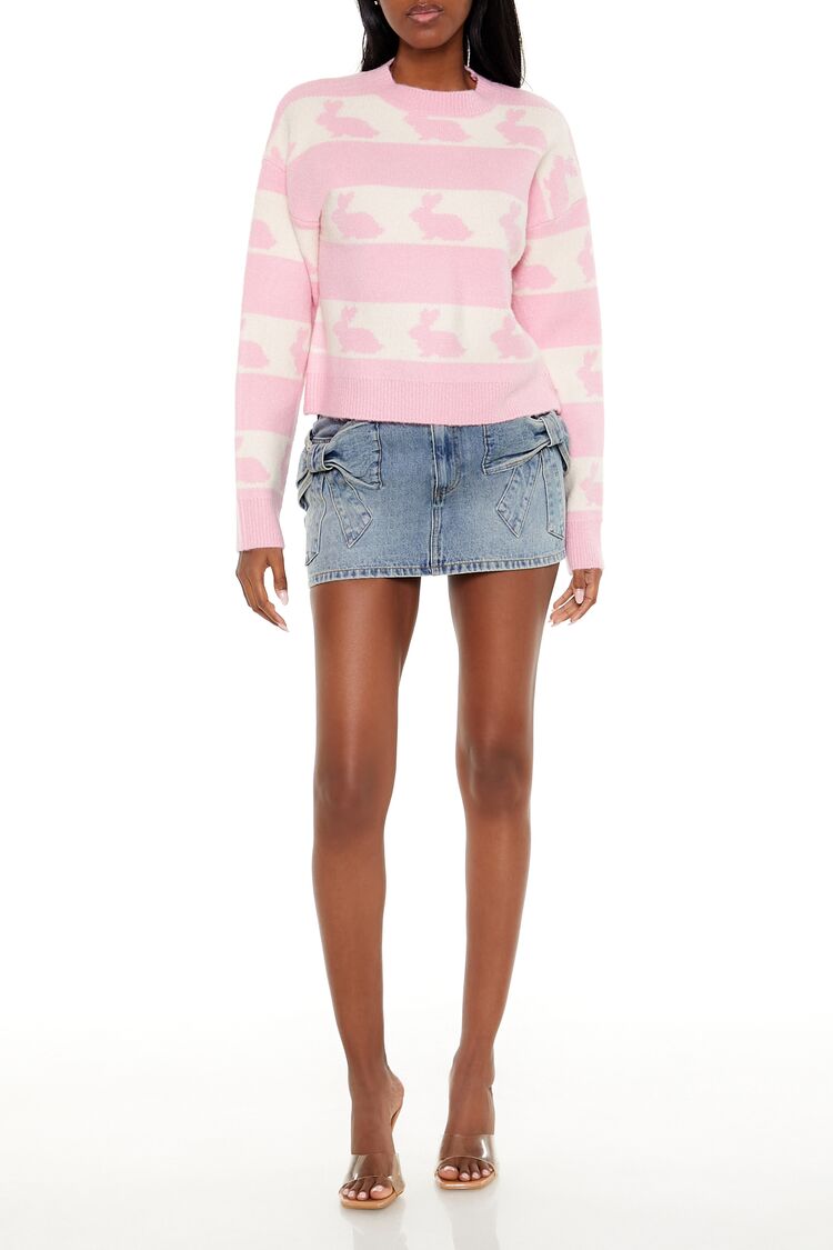 Striped Bunny Print Sweater