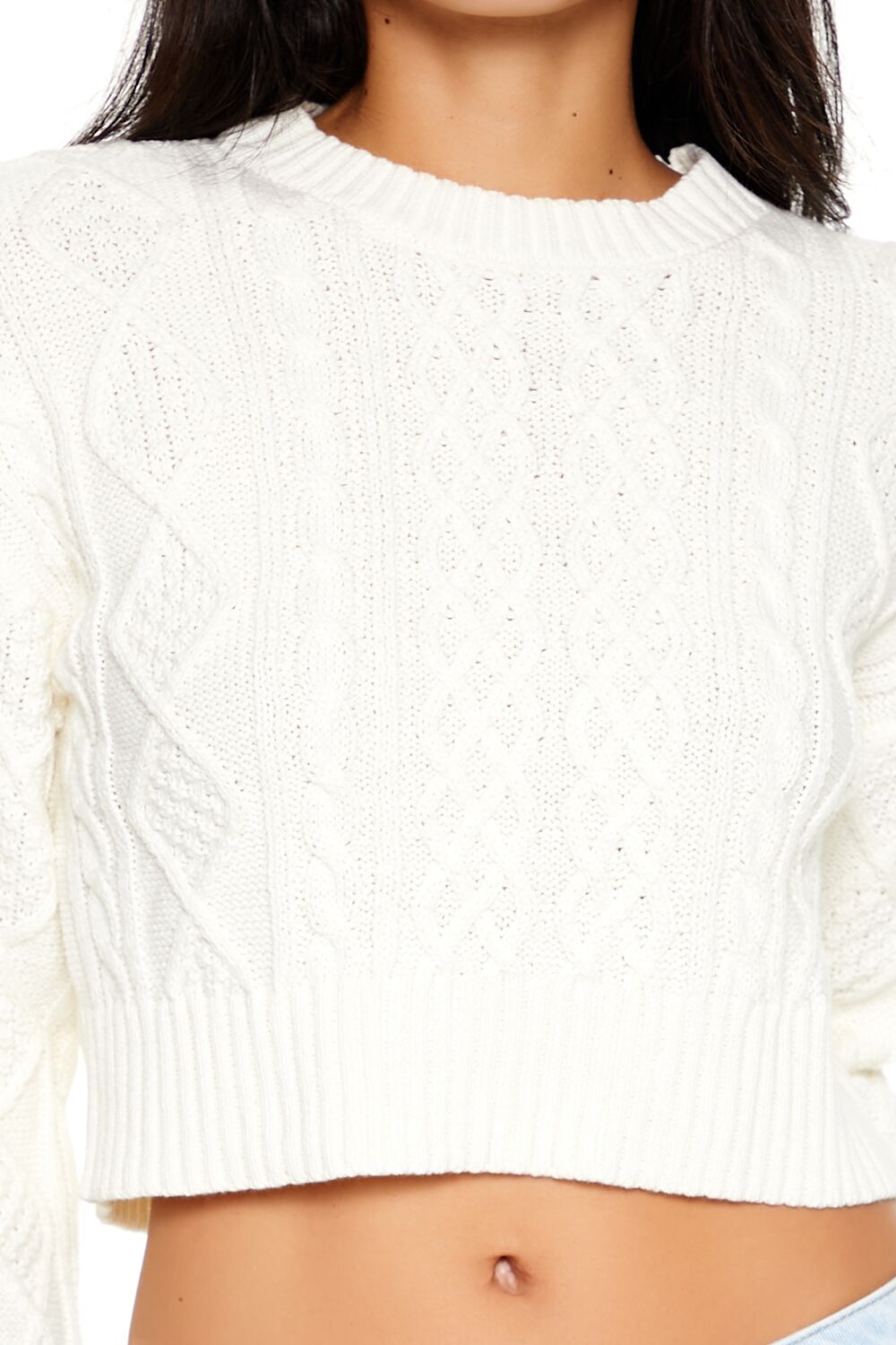 Cropped Cable Knit Sweater