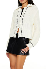 Stitched-Trim Cardigan Sweater