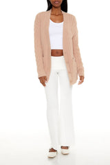 Fuzzy Cable Knit Cardigan Sweater