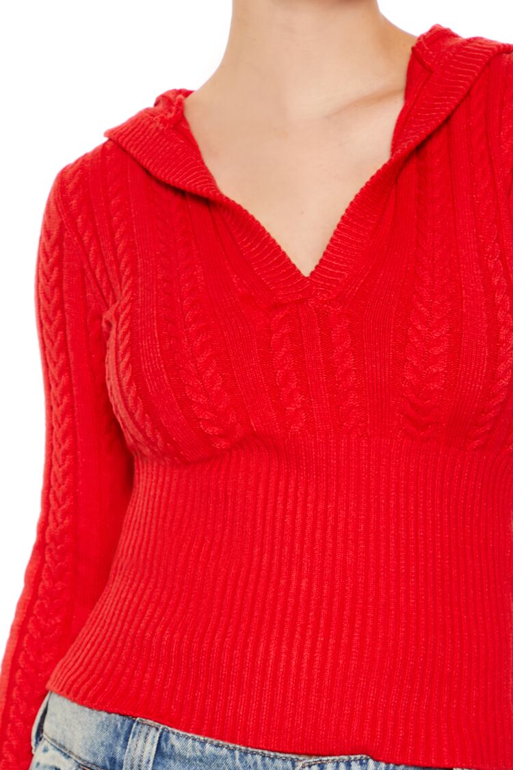 Hooded Cable Knit Sweater