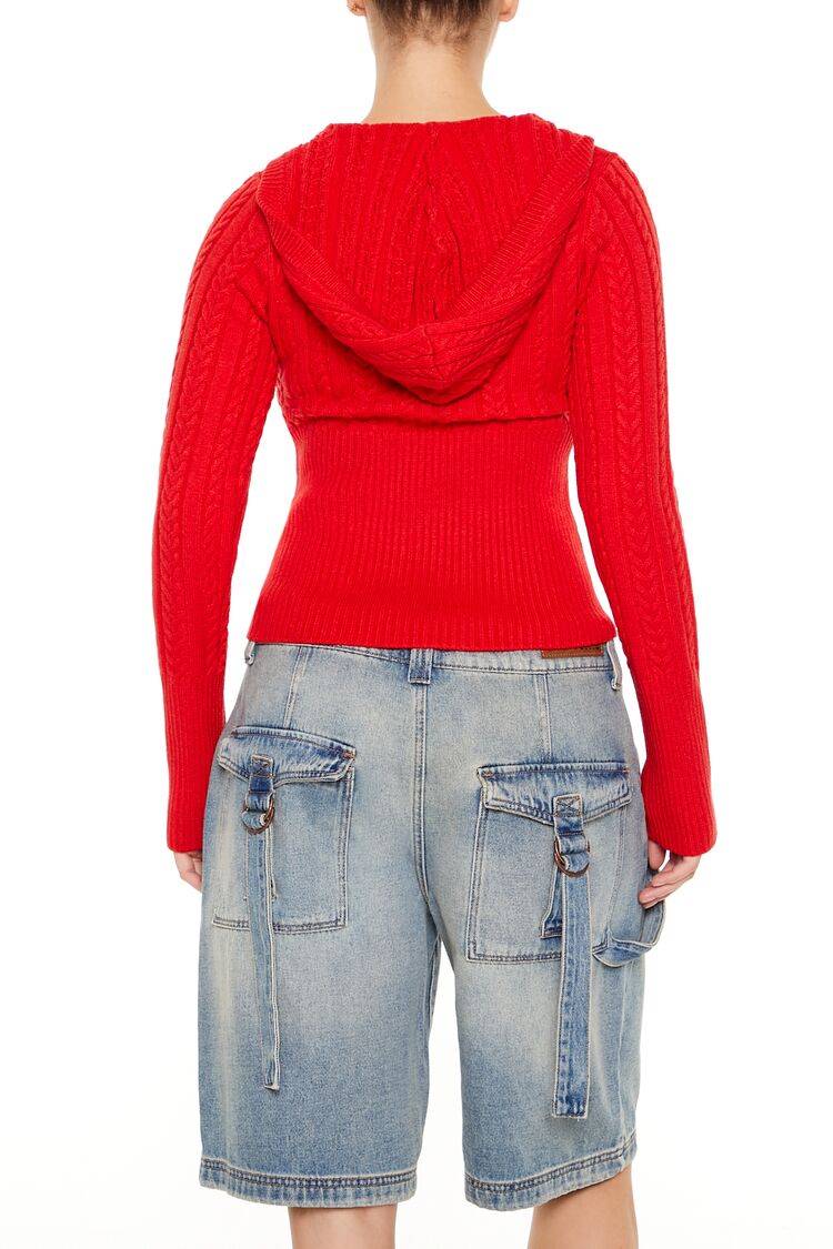 Hooded Cable Knit Sweater